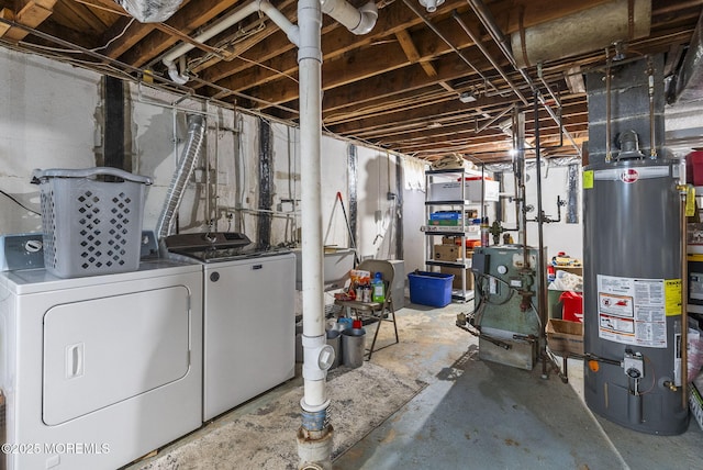 69 Helen Ave, Freehold, NJ 07728 - unfinished below grade area with gas water heater, washing machine and clothes dryer, and a heating unit
