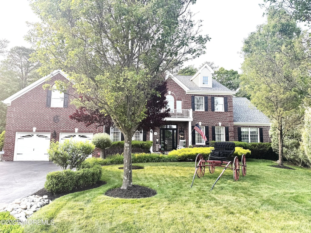 78 Vicari Way, Little Egg Harbor, NJ 08087 - colonial-style house with brick siding, a garage, driveway, and a front yard