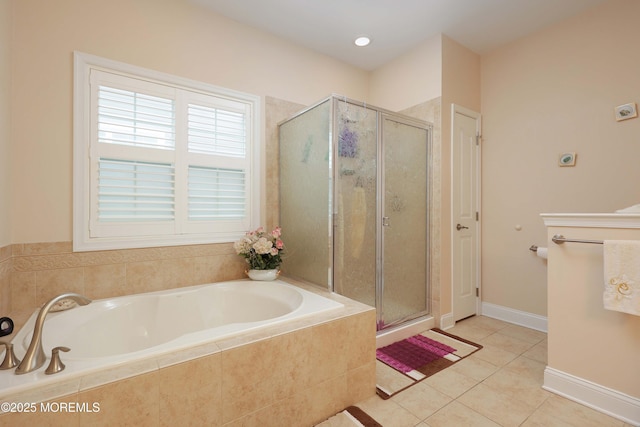118 Timber Hill Dr, Monroe, NJ 08831 - full bathroom with tile patterned flooring, a shower stall, and a bath