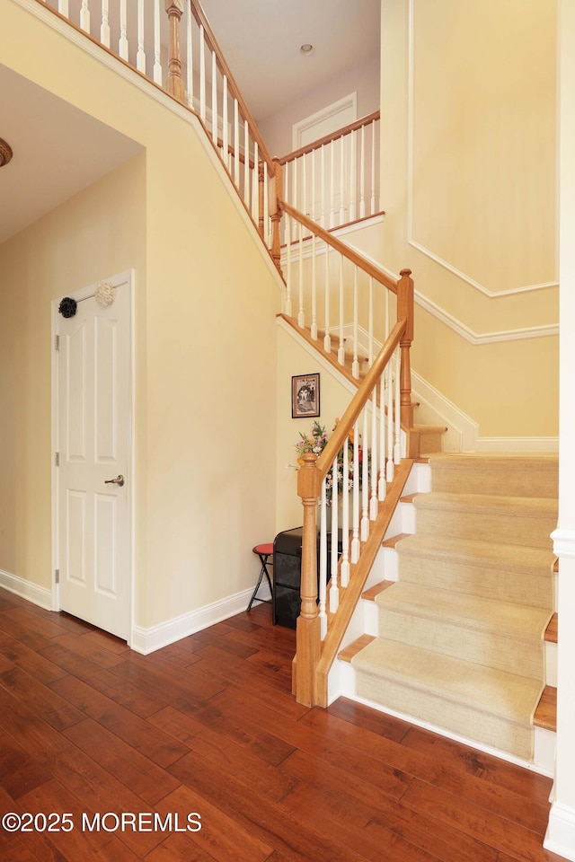 118 Timber Hill Dr, Monroe, NJ 08831 - stairway with hardwood / wood-style floors and baseboards