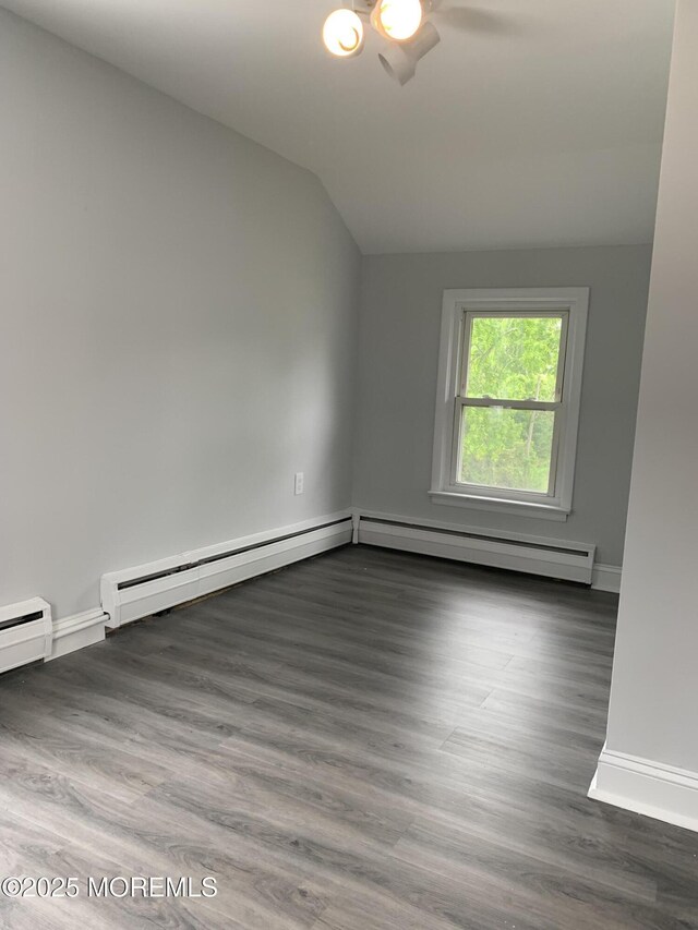 219 Hyers St, Toms River, NJ 08753 - unfurnished room with lofted ceiling, baseboards, wood finished floors, and ceiling fan