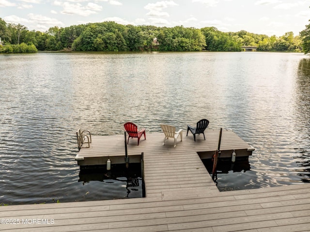 1 Beechwood Ter, Matawan, NJ 07747 - dock area featuring a water view and a view of trees
