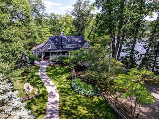 1 Beechwood Ter, Matawan, NJ 07747 - view of front of property with a front lawn and a chimney