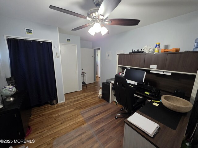 19 Fordham Rd, Jackson, NJ 08527 - office area with a ceiling fan and wood finished floors