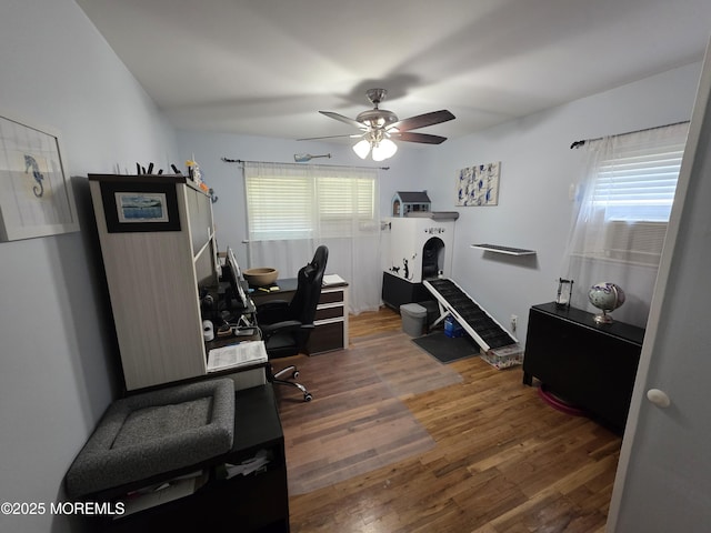 19 Fordham Rd, Jackson, NJ 08527 - home office featuring a ceiling fan and wood finished floors