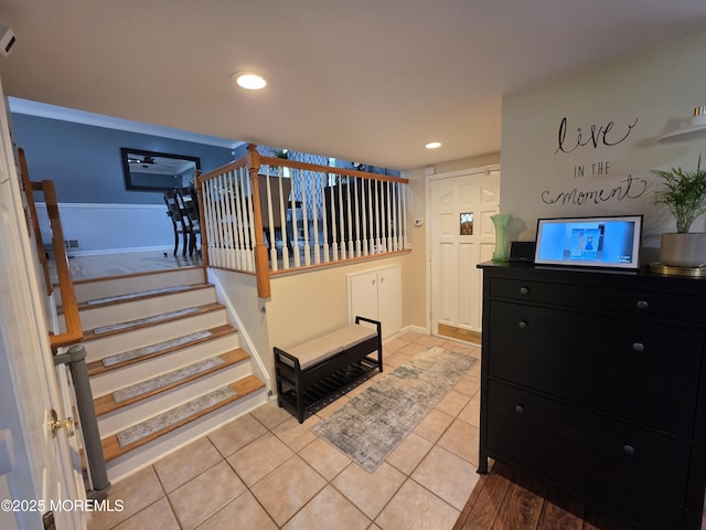 19 Fordham Rd, Jackson, NJ 08527 - stairs with tile patterned floors and recessed lighting