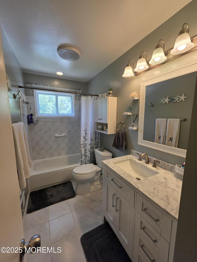 19 Fordham Rd, Jackson, NJ 08527 - bathroom with shower / bath combination with curtain, vanity, toilet, and tile patterned floors