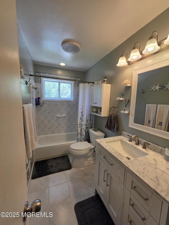 19 Fordham Rd, Jackson, NJ 08527 - bathroom with shower / bath combo with shower curtain, vanity, toilet, and tile patterned flooring