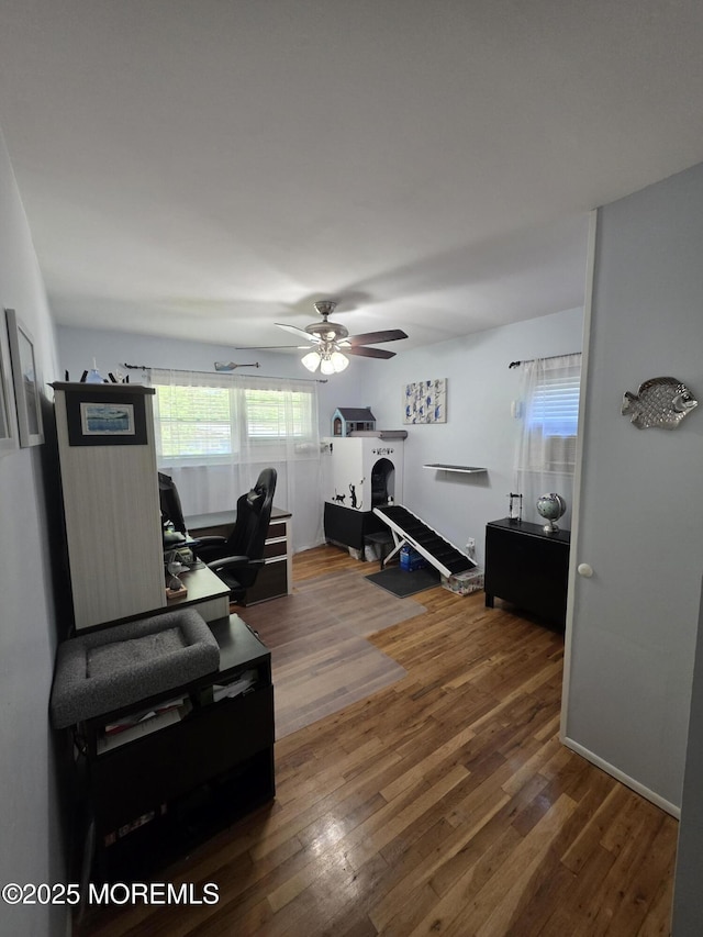 19 Fordham Rd, Jackson, NJ 08527 - living area with a ceiling fan, wood finished floors, and an office area