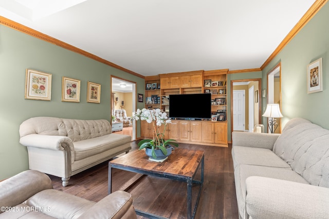 3404 Sandpiper Way, Allenwood, NJ 08720 - living area with dark wood-type flooring and ornamental molding
