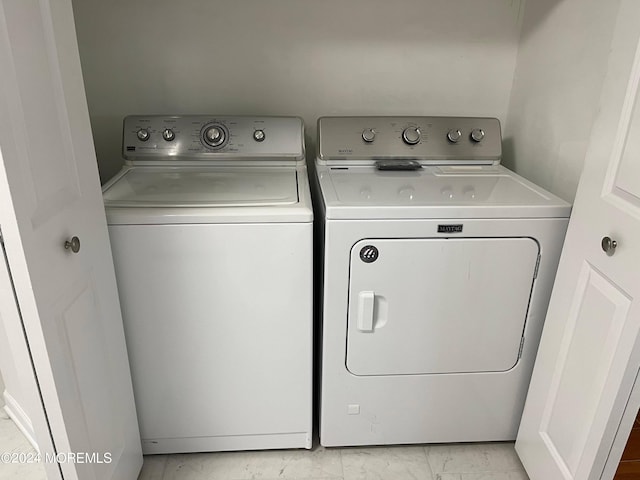 12 Mallard St Unit A, Manchester, NJ 08759 - washroom featuring washing machine and clothes dryer and light marble finish floors