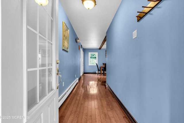 2419 Mallow St, Point Pleasant, NJ 08742 - corridor with baseboard heating, hardwood / wood-style flooring, and baseboards