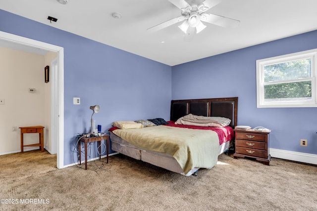 2419 Mallow St, Point Pleasant, NJ 08742 - bedroom with carpet flooring, a baseboard radiator, baseboards, and a ceiling fan