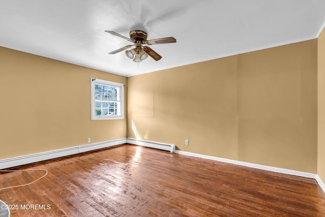 2419 Mallow St, Point Pleasant, NJ 08742 - spare room featuring a ceiling fan, wood finished floors, baseboards, and a baseboard heating unit