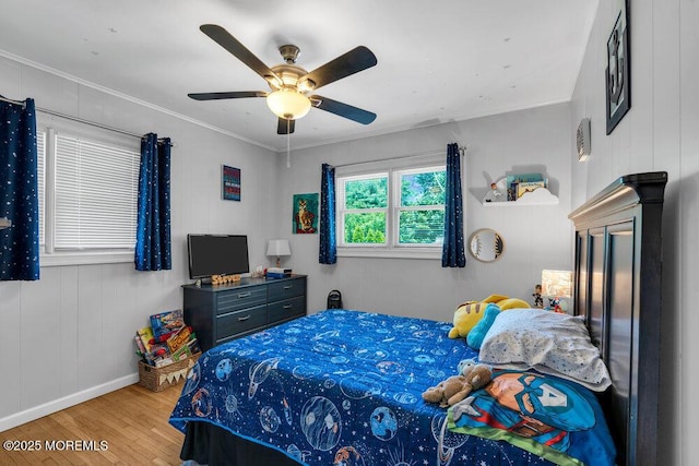 27 Barkalow Ave, Freehold, NJ 07728 - bedroom featuring wood finished floors, ornamental molding, ceiling fan, and baseboards