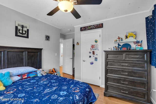 27 Barkalow Ave, Freehold, NJ 07728 - bedroom featuring light wood-style flooring, crown molding, and a ceiling fan