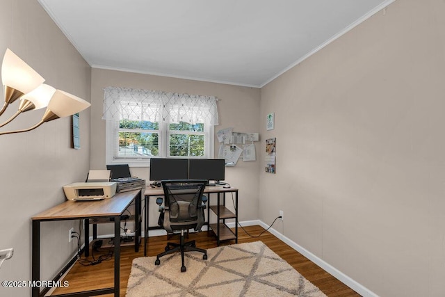 27 Barkalow Ave, Freehold, NJ 07728 - home office featuring wood finished floors, crown molding, and baseboards