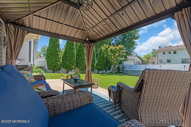 27 Barkalow Ave, Freehold, NJ 07728 - view of patio with a pool, an outdoor hangout area, and a gazebo