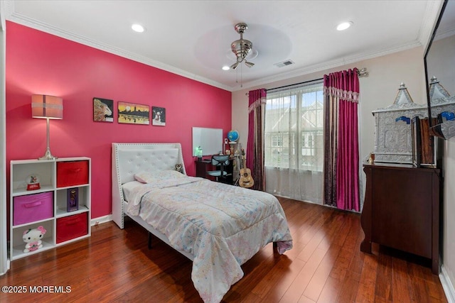 2420 Canterbury Ln, North Brunswick, NJ 08902 - bedroom with wood finished floors, recessed lighting, crown molding, and baseboards