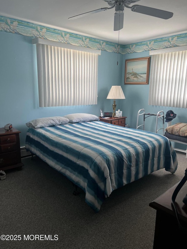 27 Maracaibo Pl, Toms River, NJ 08757 - carpeted bedroom with ceiling fan and a baseboard radiator
