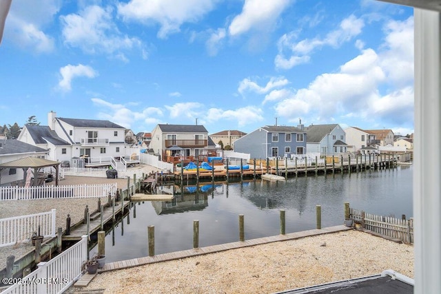 3 Drake Dr, Bayville, NJ 08721 - dock area with a residential view, a water view, and a fenced backyard