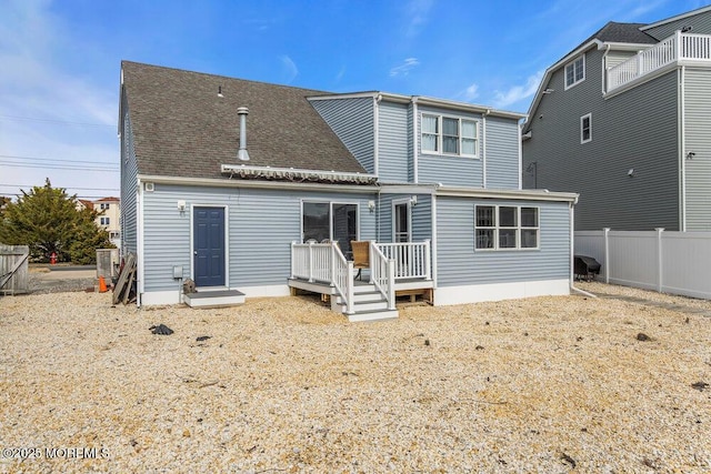3 Drake Dr, Bayville, NJ 08721 - back of house with a wooden deck and roof with shingles