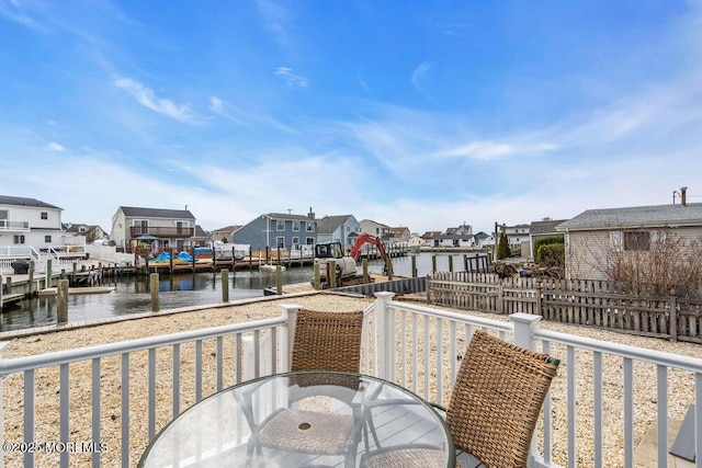 3 Drake Dr, Bayville, NJ 08721 - balcony featuring a water view, a residential view, outdoor dining space, and a dock