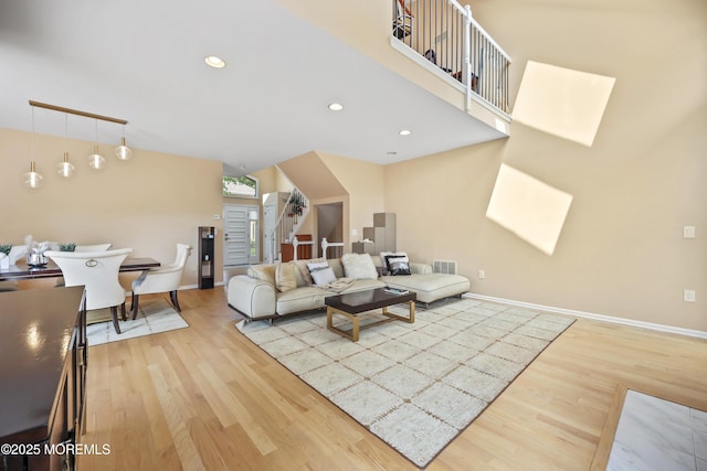 117 Sequoia Woods Ct, Holmdel, NJ 07733 - living area featuring wood finished floors, baseboards, and recessed lighting