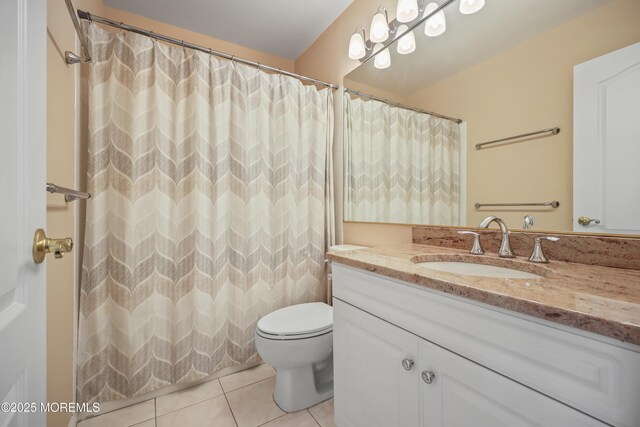 117 Sequoia Woods Ct, Holmdel, NJ 07733 - full bathroom with tile patterned floors, vanity, toilet, and a shower with curtain