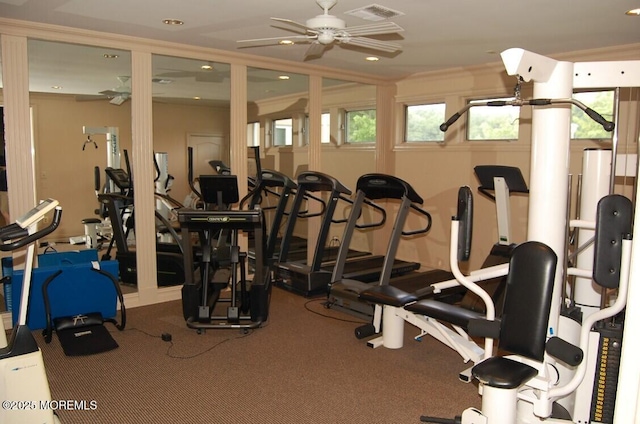 117 Sequoia Woods Ct, Holmdel, NJ 07733 - gym featuring ceiling fan and recessed lighting