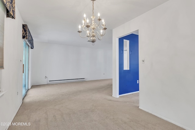 15 Courtshire Dr, Brick, NJ 08723 - carpeted spare room featuring baseboard heating, a chandelier, and baseboards