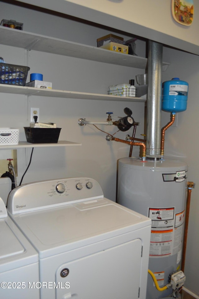 14 Ardsley Ave Unit 64, Whiting, NJ 08759 - laundry area featuring gas water heater and washing machine and clothes dryer