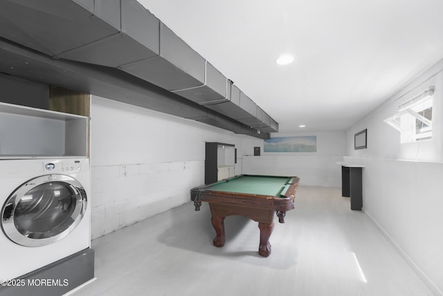 90 Old Bridge Dr, Howell, NJ 07731 - game room featuring washer / dryer, billiards, and recessed lighting