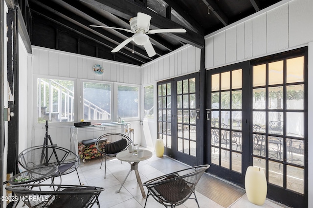 90 Old Bridge Dr, Howell, NJ 07731 - sunroom featuring french doors and a ceiling fan