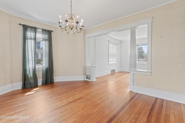 42 Chestnut St, Red Bank, NJ 07701 - unfurnished room featuring wood-type flooring, a chandelier, ornamental molding, and baseboards