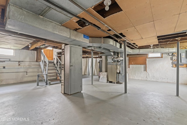 42 Chestnut St, Red Bank, NJ 07701 - below grade area with heating unit and stairs