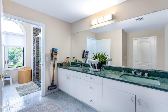 806 Turquoise Trl, Morganville, NJ 07751 - bathroom with double vanity, a shower stall, and tile patterned flooring