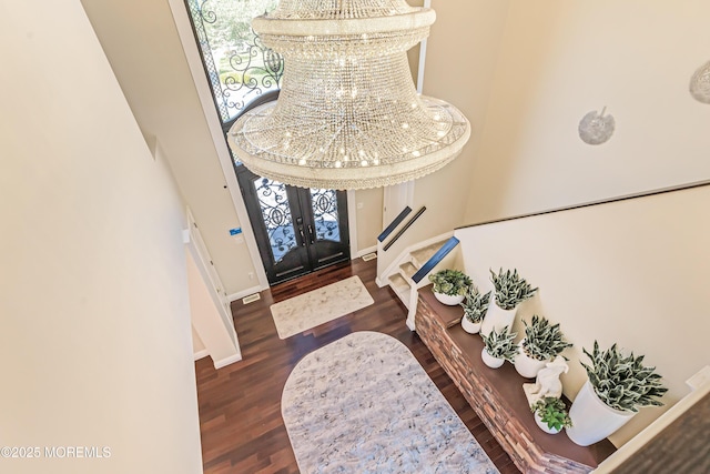 806 Turquoise Trl, Morganville, NJ 07751 - foyer with wood finished floors, healthy amount of natural light, and a chandelier