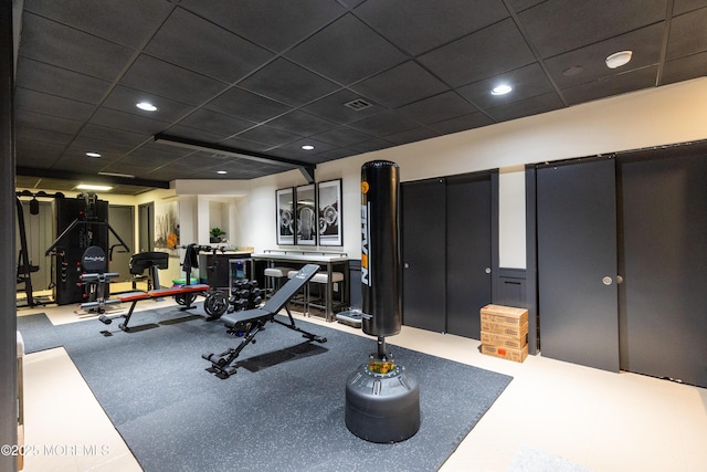 806 Turquoise Trl, Morganville, NJ 07751 - exercise area with a drop ceiling