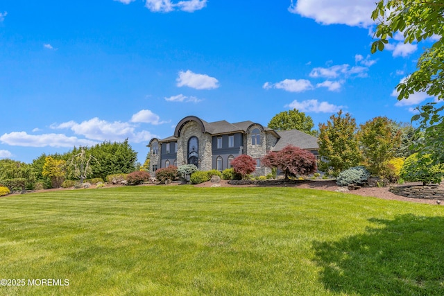 806 Turquoise Trl, Morganville, NJ 07751 - view of front of home with stone siding and a front yard