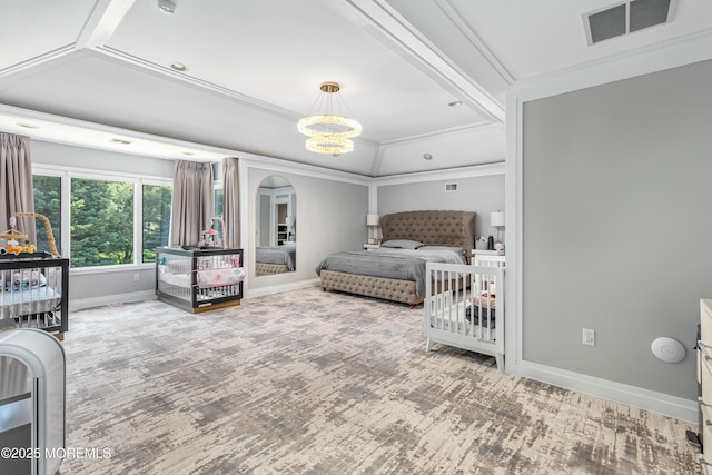 806 Turquoise Trl, Morganville, NJ 07751 - bedroom featuring crown molding and a chandelier