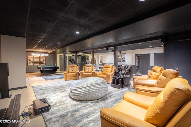 806 Turquoise Trl, Morganville, NJ 07751 - living area featuring billiards table and recessed lighting