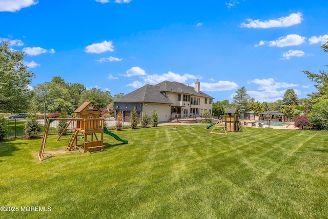 806 Turquoise Trl, Morganville, NJ 07751 - view of yard featuring a playground and an outdoor pool