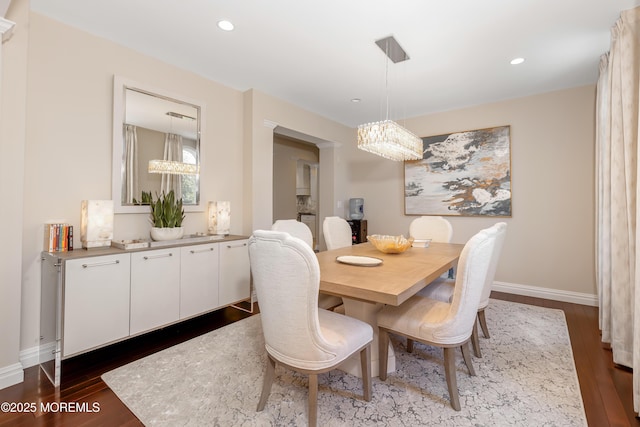 806 Turquoise Trl, Morganville, NJ 07751 - dining room featuring dark wood-type flooring and recessed lighting