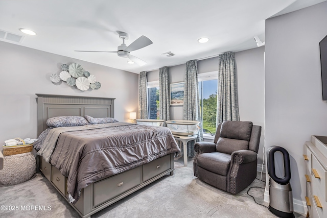 806 Turquoise Trl, Morganville, NJ 07751 - bedroom featuring light carpet, a ceiling fan, and recessed lighting
