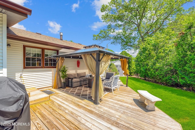 512 Highland Ter, Brick, NJ 08723 - deck featuring an outdoor living space, a gazebo, a lawn, and area for grilling