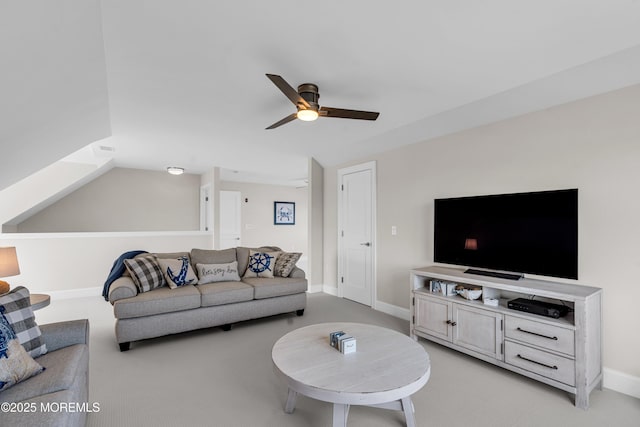 333 Barkentine Ln, Mantoloking, NJ 08738 - living area with ceiling fan, light carpet, and baseboards