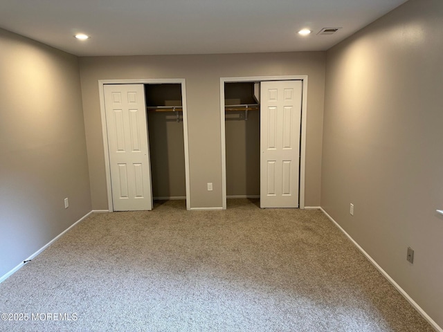 1508 Alpine Trl Unit 1508, Neptune Township, NJ 07753 - unfurnished bedroom with multiple closets, carpet, recessed lighting, and baseboards