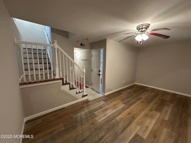 1508 Alpine Trl Unit 1508, Neptune Township, NJ 07753 - spare room with ceiling fan, stairway, baseboards, and wood finished floors