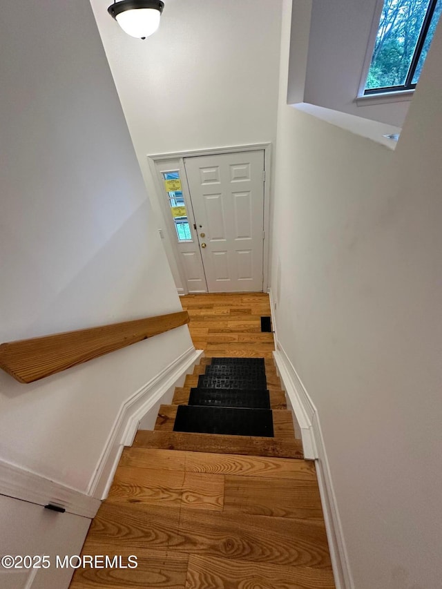 1508 Alpine Trl Unit 1508, Neptune Township, NJ 07753 - stairway with wood finished floors, baseboards, and healthy amount of natural light